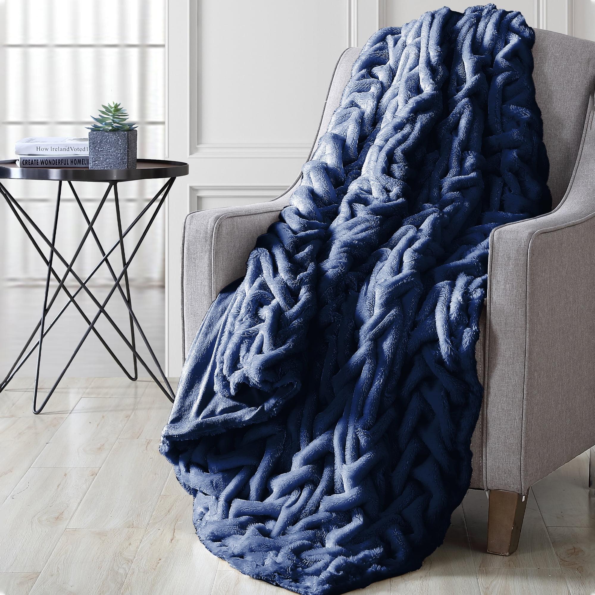 Modern Threads Luxury Solid Braided Faux Fur Throw, 50 x 60.