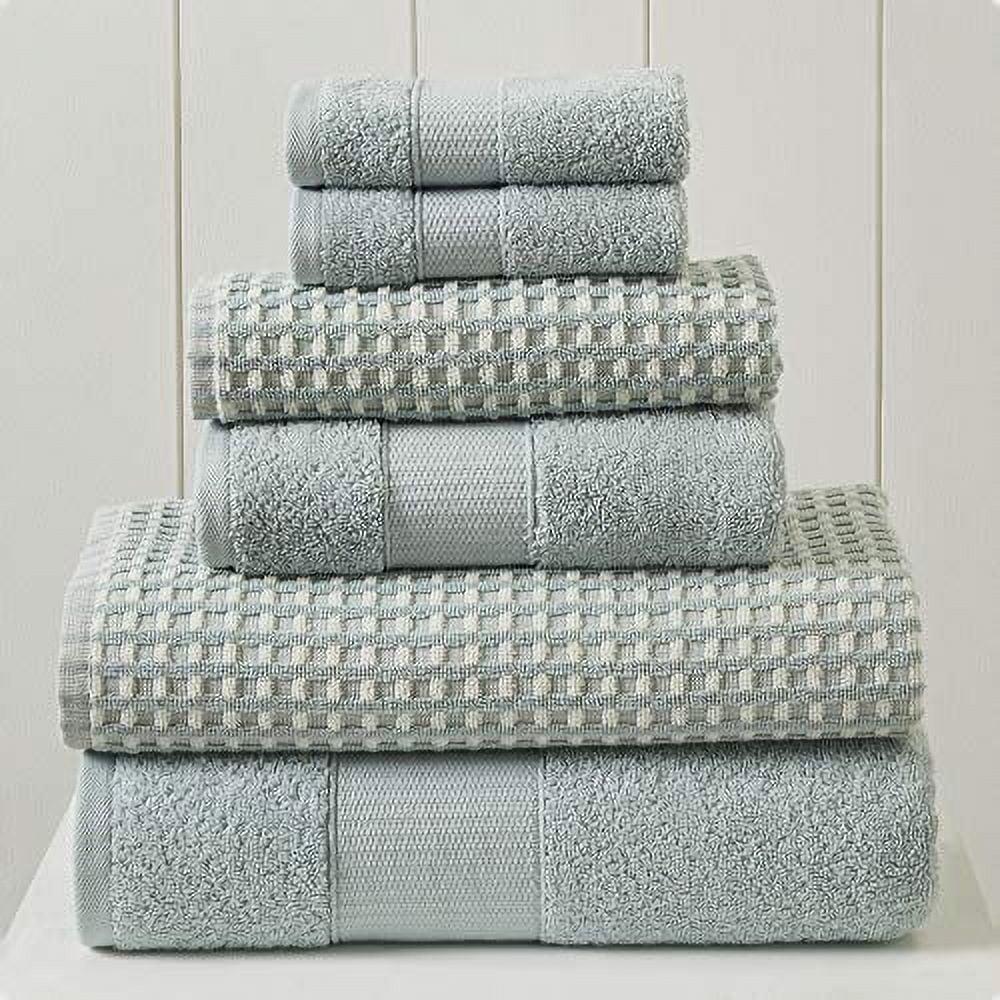 Misty Blue Cotton Jacquard Washcloth and Hand Towel Set