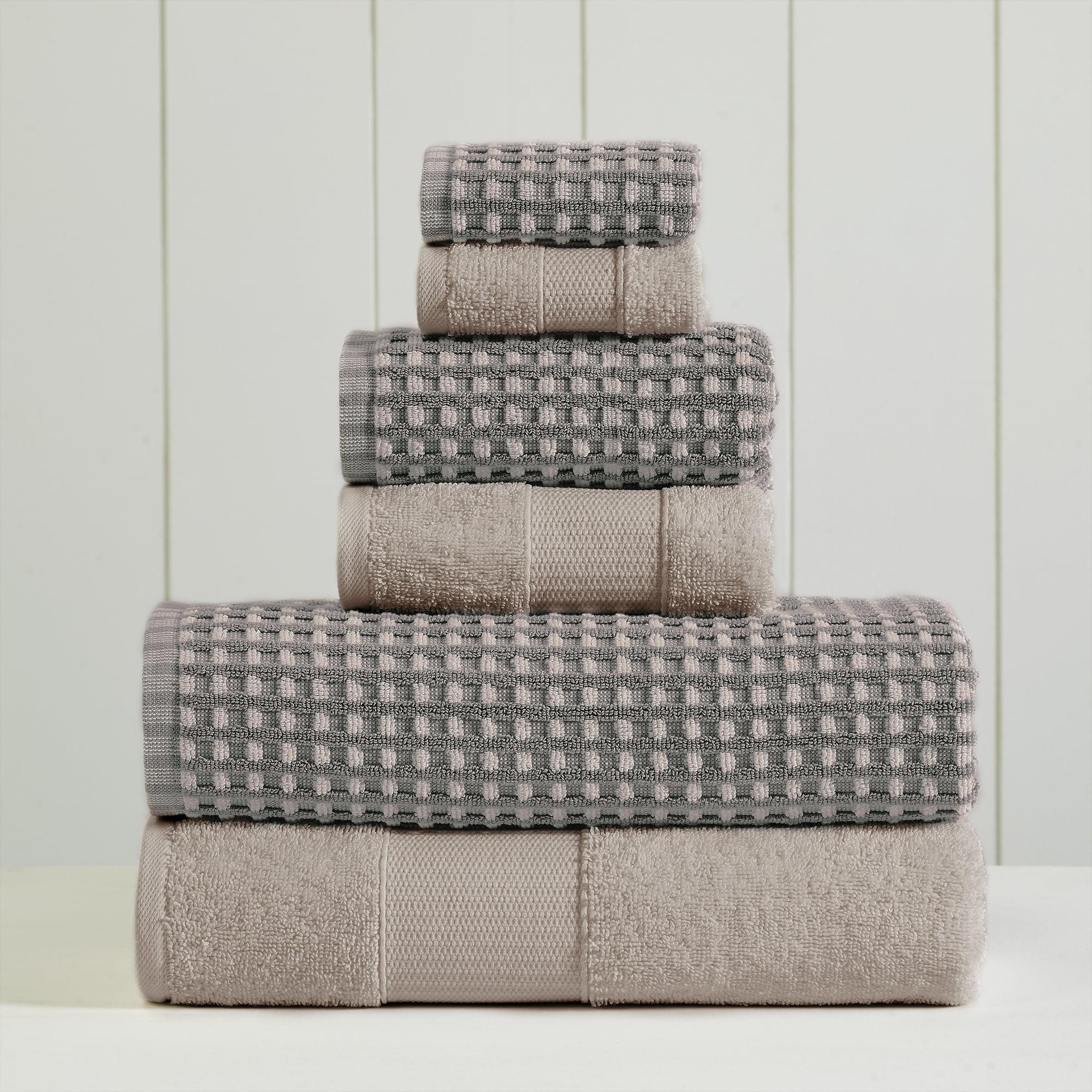 Charcoal Gray Cotton Jacquard Towel Set, 6-Piece