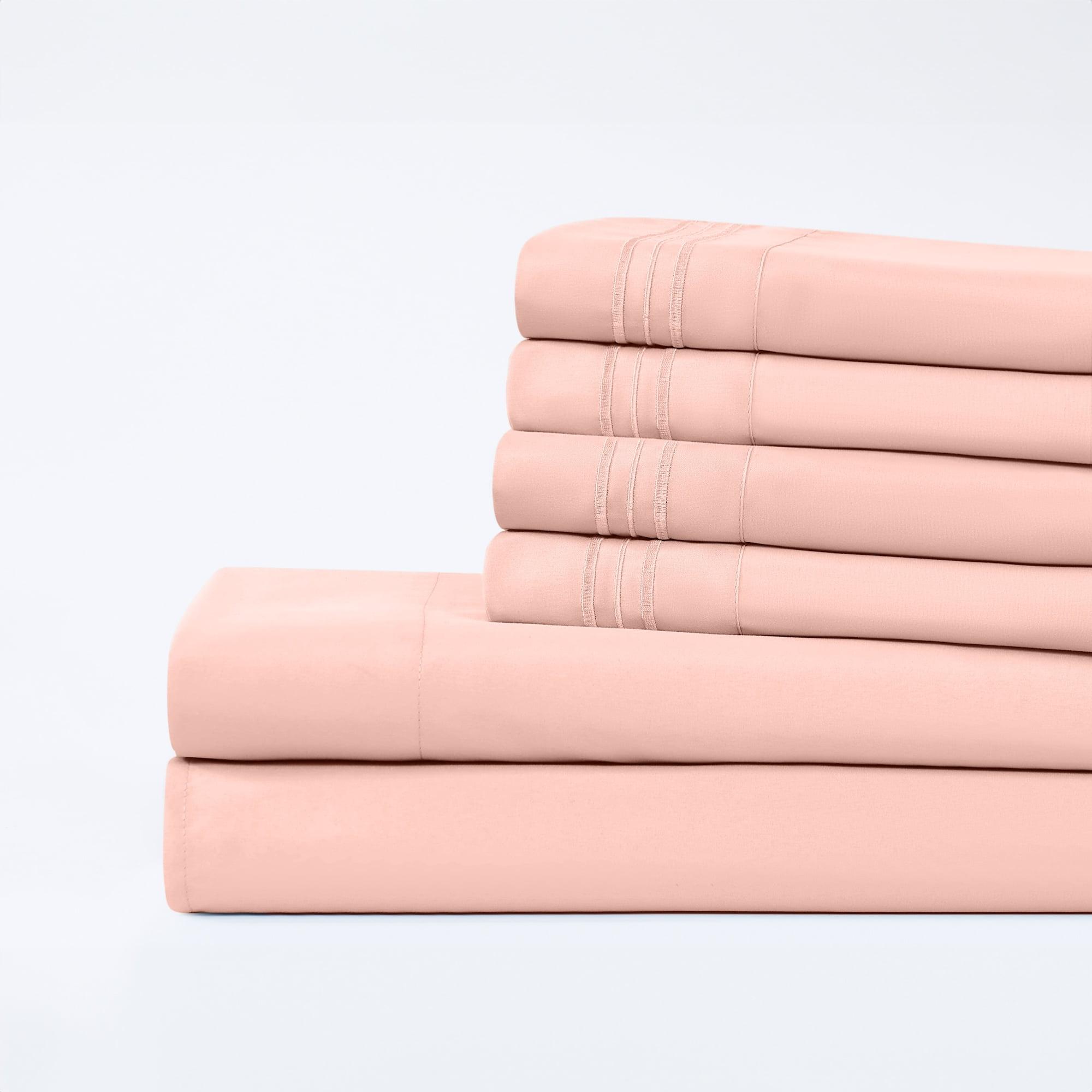 Swift Home | 4-Piece Solid Microfiber Sheet Set Blush Queen