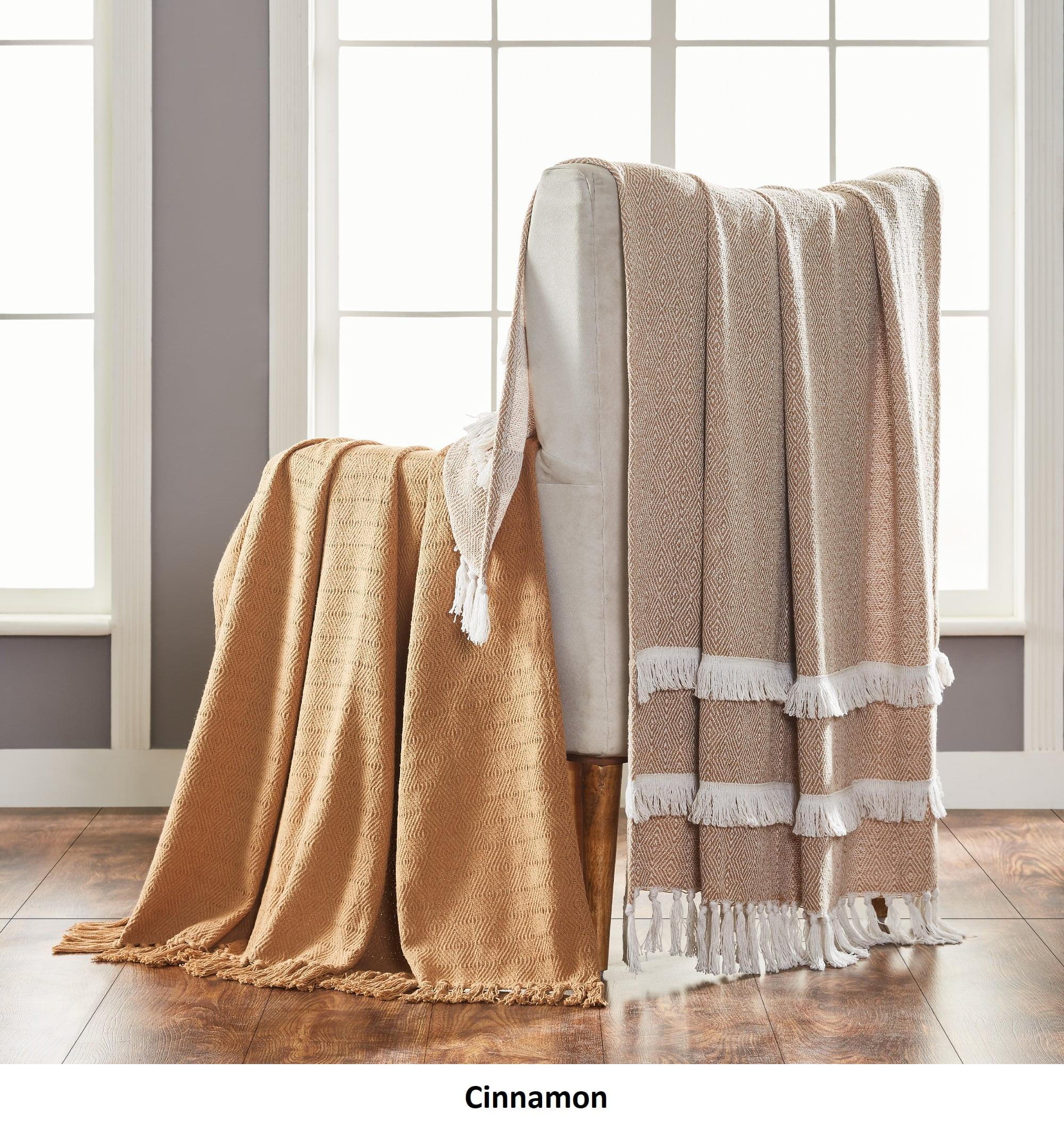 Chic Modern Cinnamon 100% Cotton Knitted Throw Blanket 50"x60"