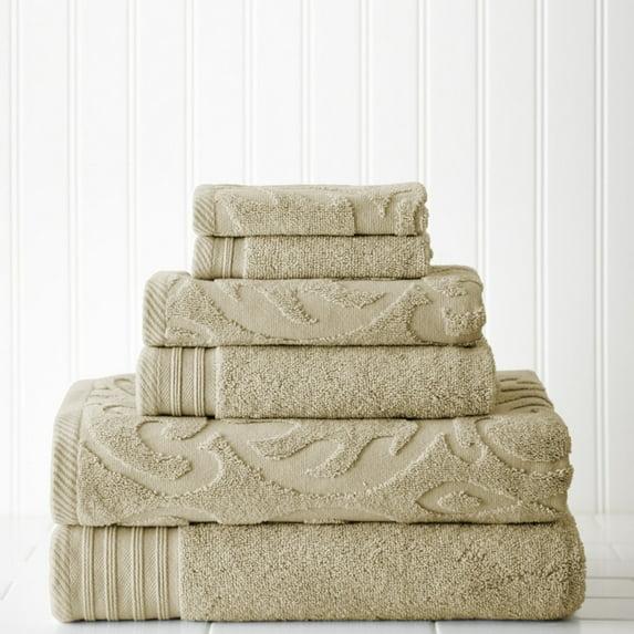 Modern Threads Modern Threads Jacquard 6-Piece, 2 Bath Towels, 2 Hand Towels, 2 Washcloths, Solid Ultra Soft 550GSM 100% Combed Cotton Towel Set