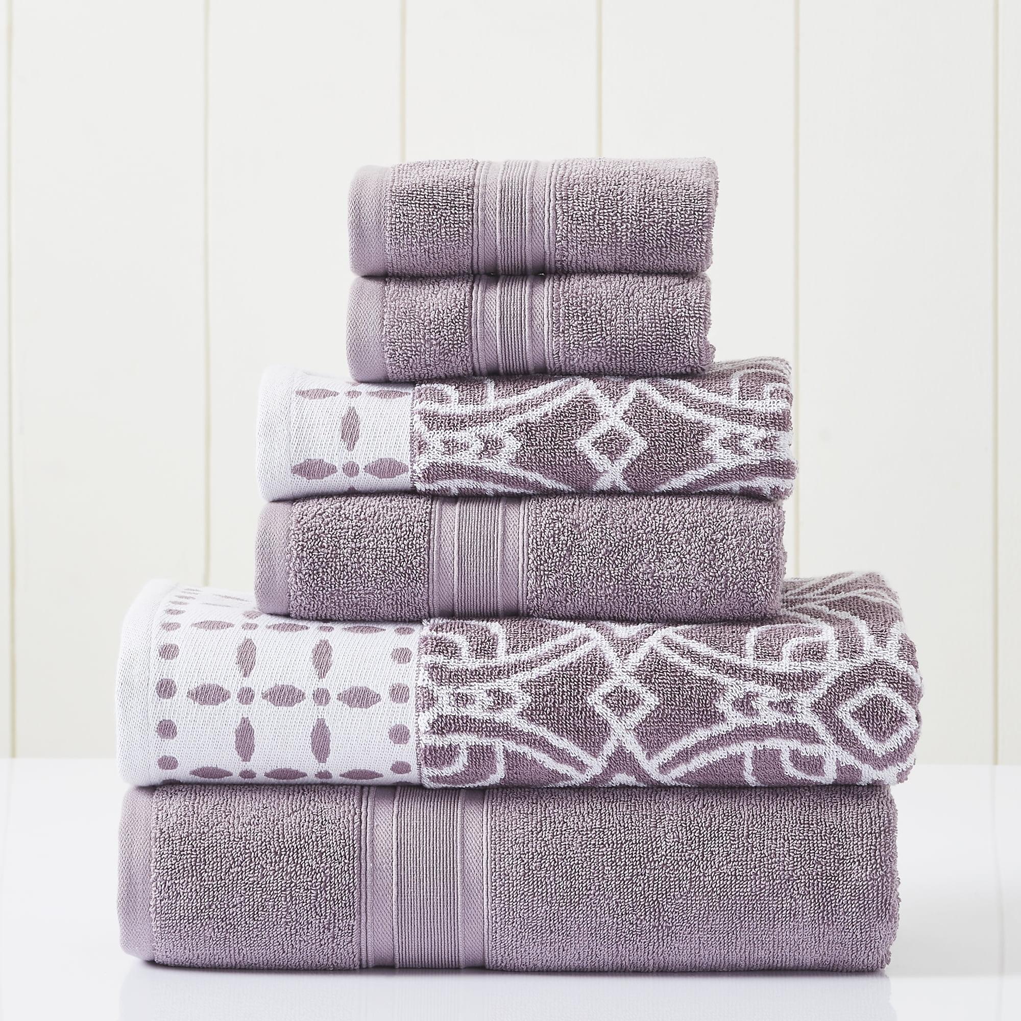 Modern Threads 6 Piece Set, 2 Bath Towels, 2 Hand Towels, 2 Washcloths Yarn Dyed Jacquard/Solid Towel Set Monroe