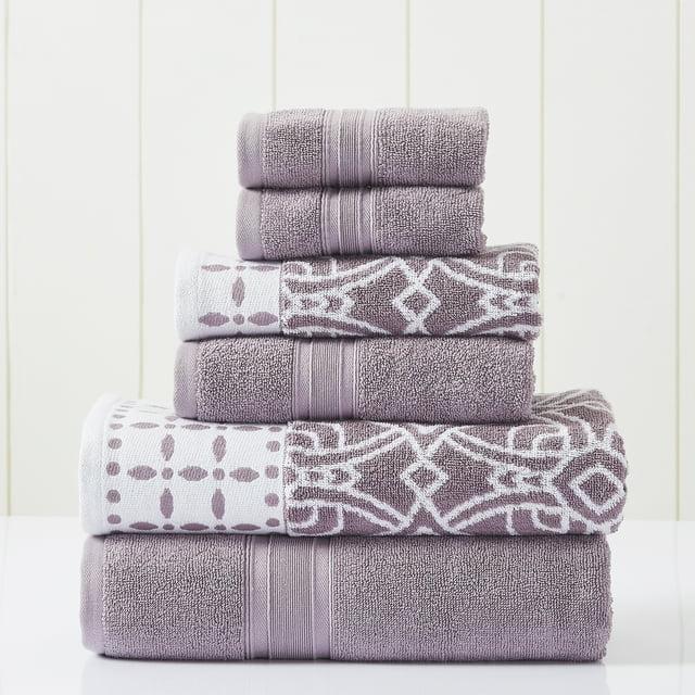 Modern Threads Modern Threads 6 Piece Set, 2 Bath Towels, 2 Hand Towels, 2 Washcloths Yarn Dyed Jacquard/Solid Towel Set Monroe