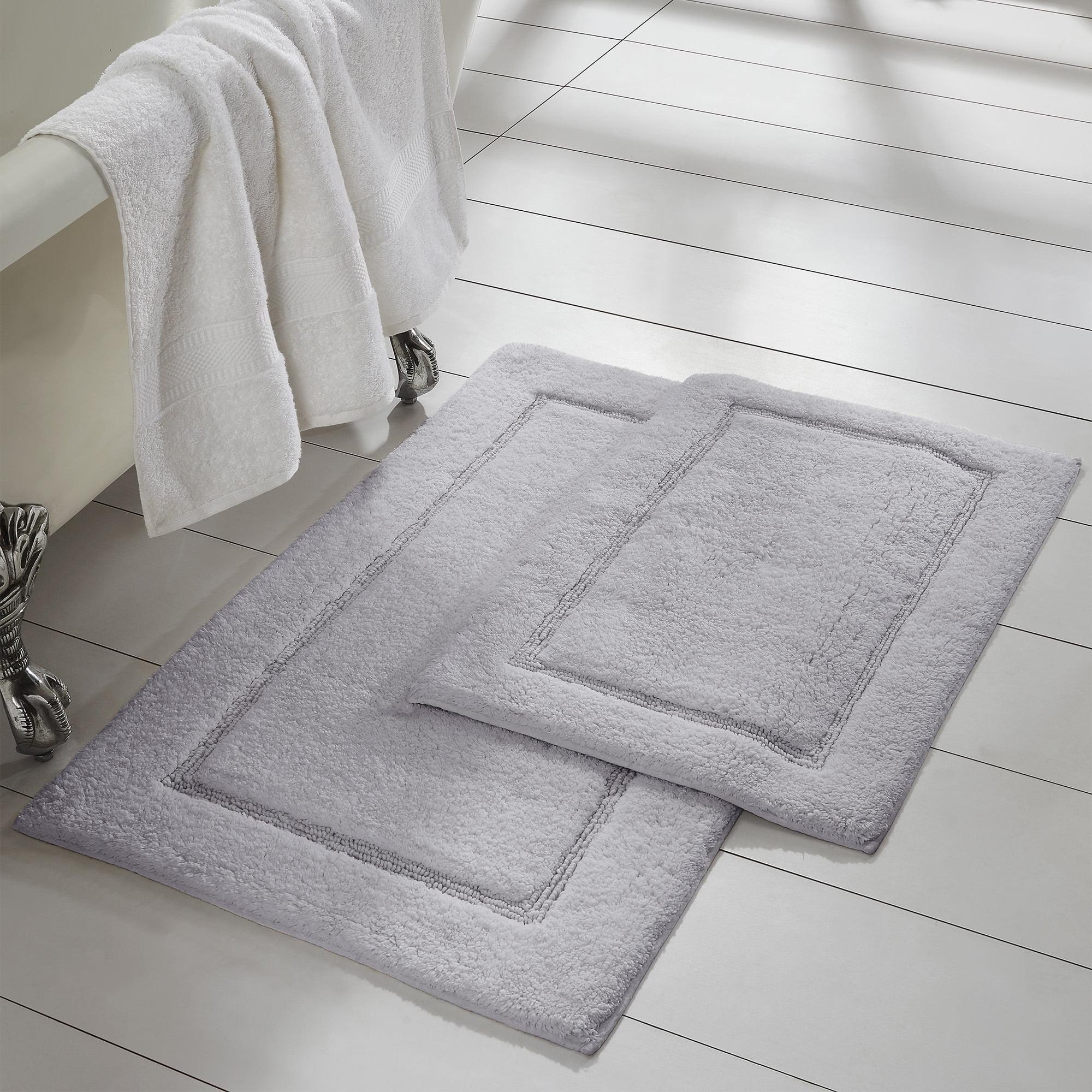 Modern Threads 2-Pack Solid Loop with Non-Slip Backing Bath Mat Set