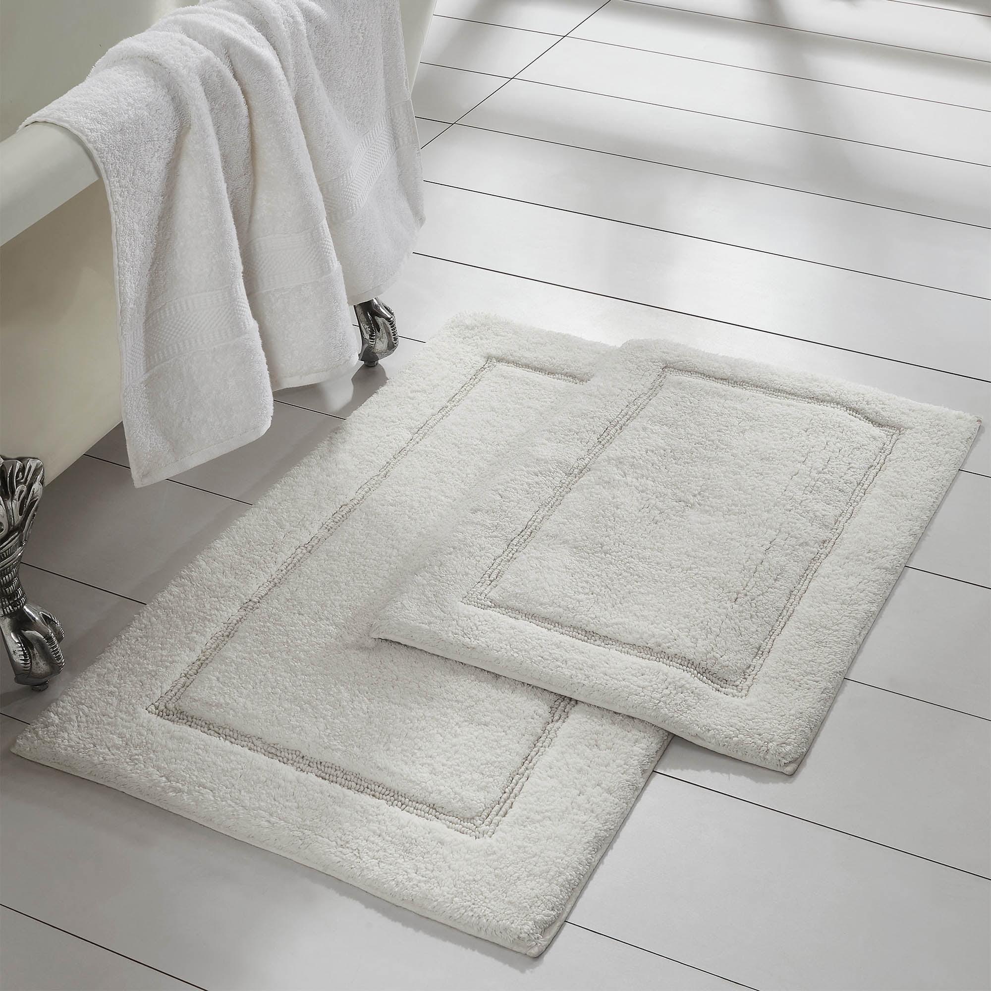 Modern Threads 2-Pack Solid Loop with Non-Slip Backing Bath Mat Set