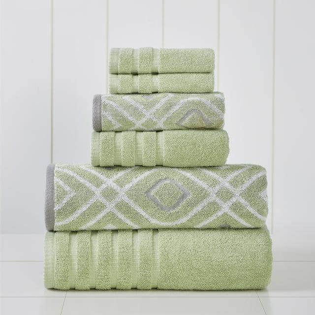 Modern Threads Oxford 6-pc Yarn Dyed Jacquard/Solid Towel Set, Green