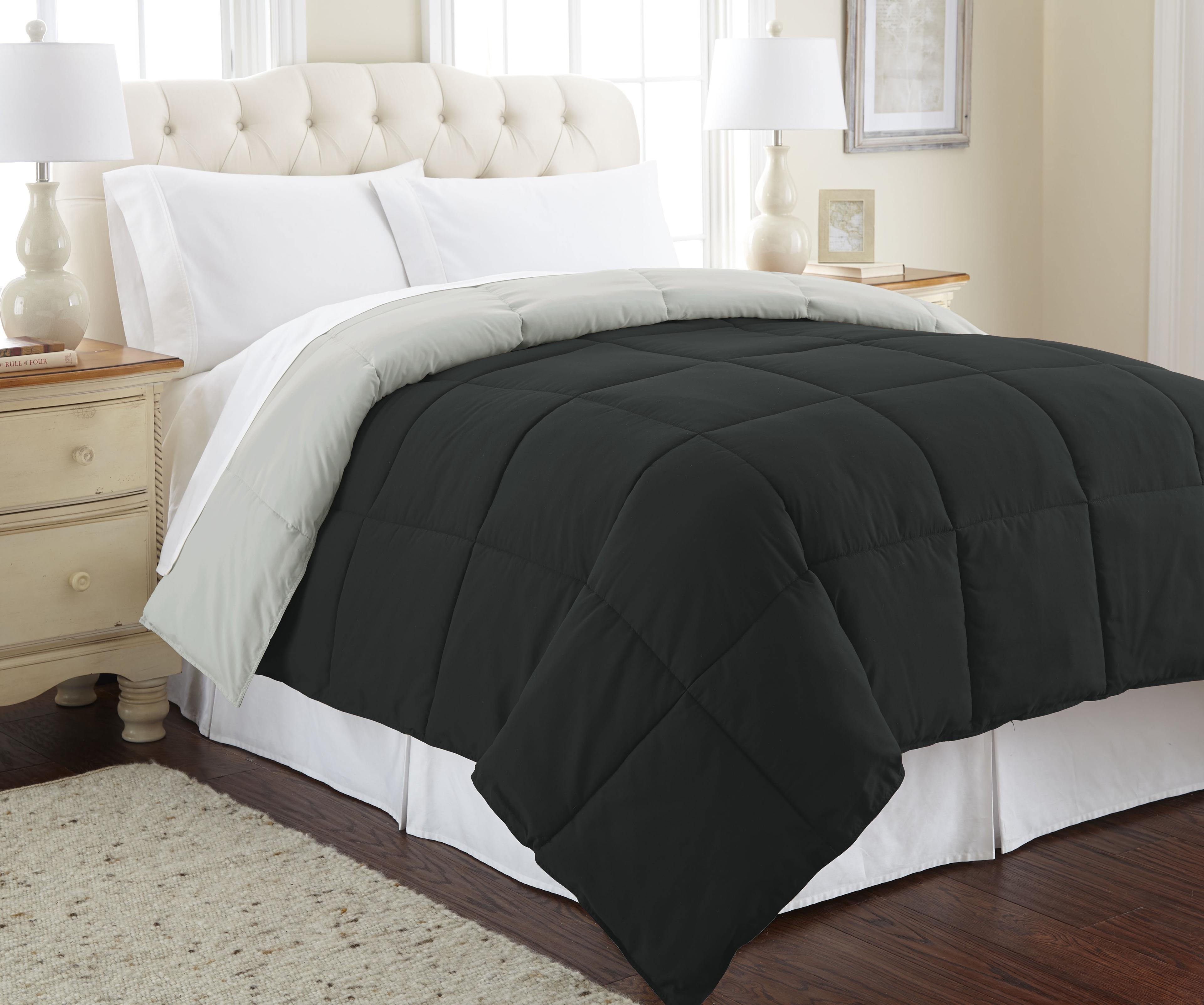 King Anthracite and Silver Reversible Down Alternative Comforter Set