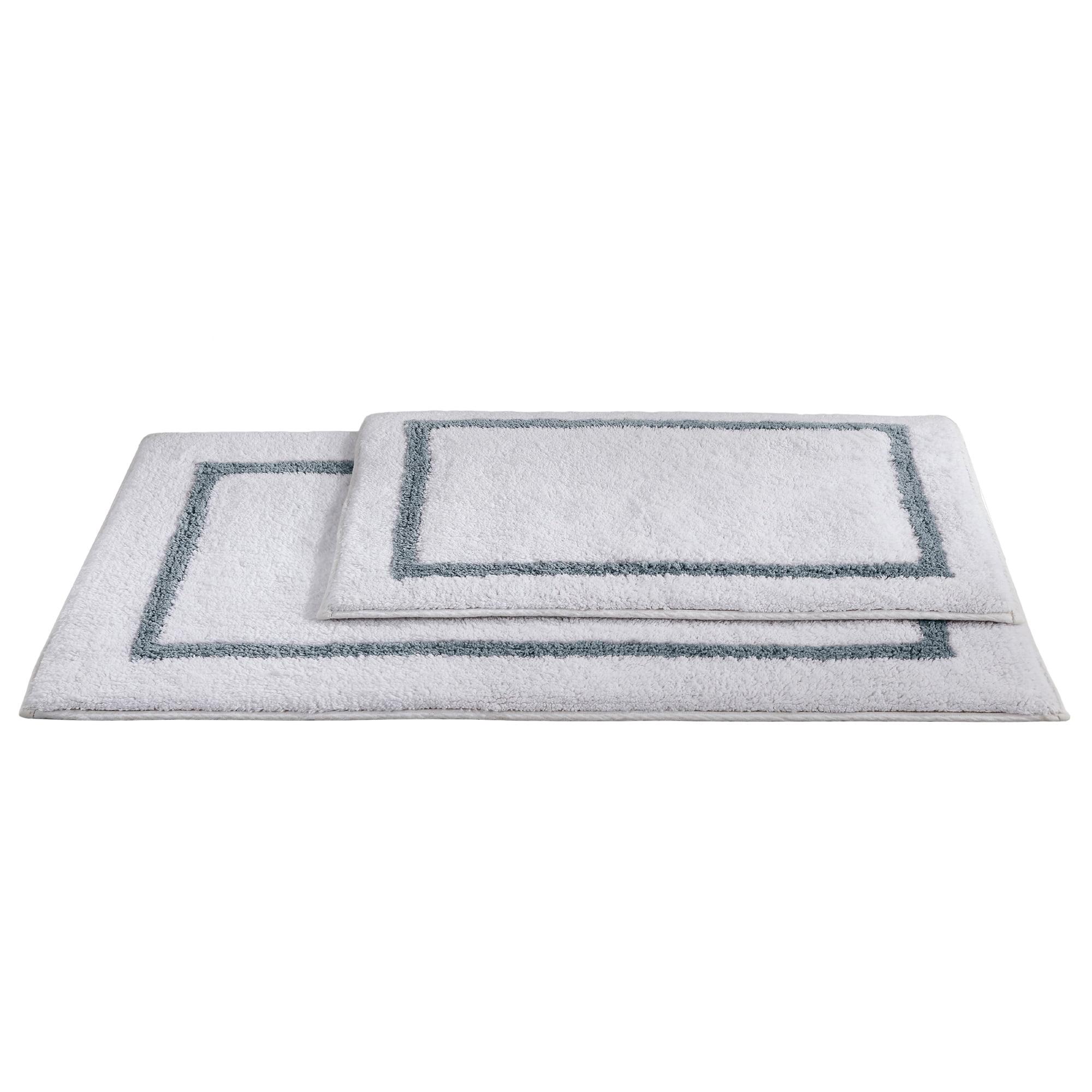 Modern Threads Reversible Bath 2-Piece Rug Set 100% Cotton, 17" x 24" & 21" x 34", Silver