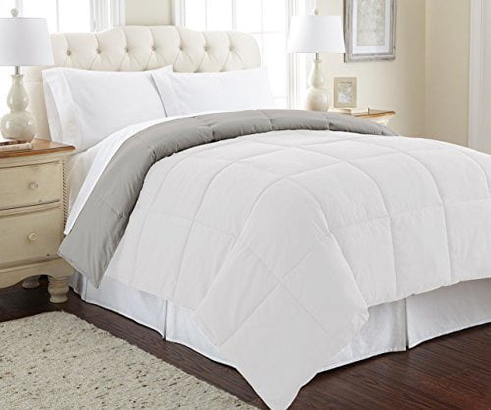 Twin White and Gray Reversible Microfiber Duvet