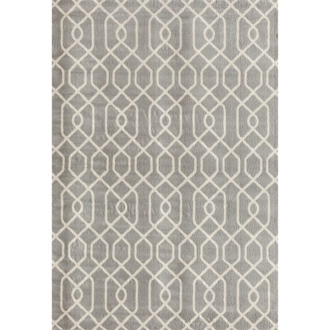 Easy-Care Modern Trellis Gray 5' x 7' Synthetic Area Rug