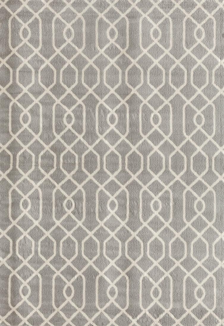 Easy-Care Modern Trellis Gray 5' x 7' Synthetic Area Rug