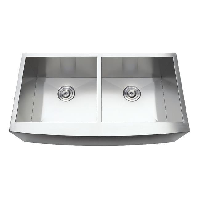 Brushed Stainless Steel Double Bowl Farmhouse Kitchen Sink