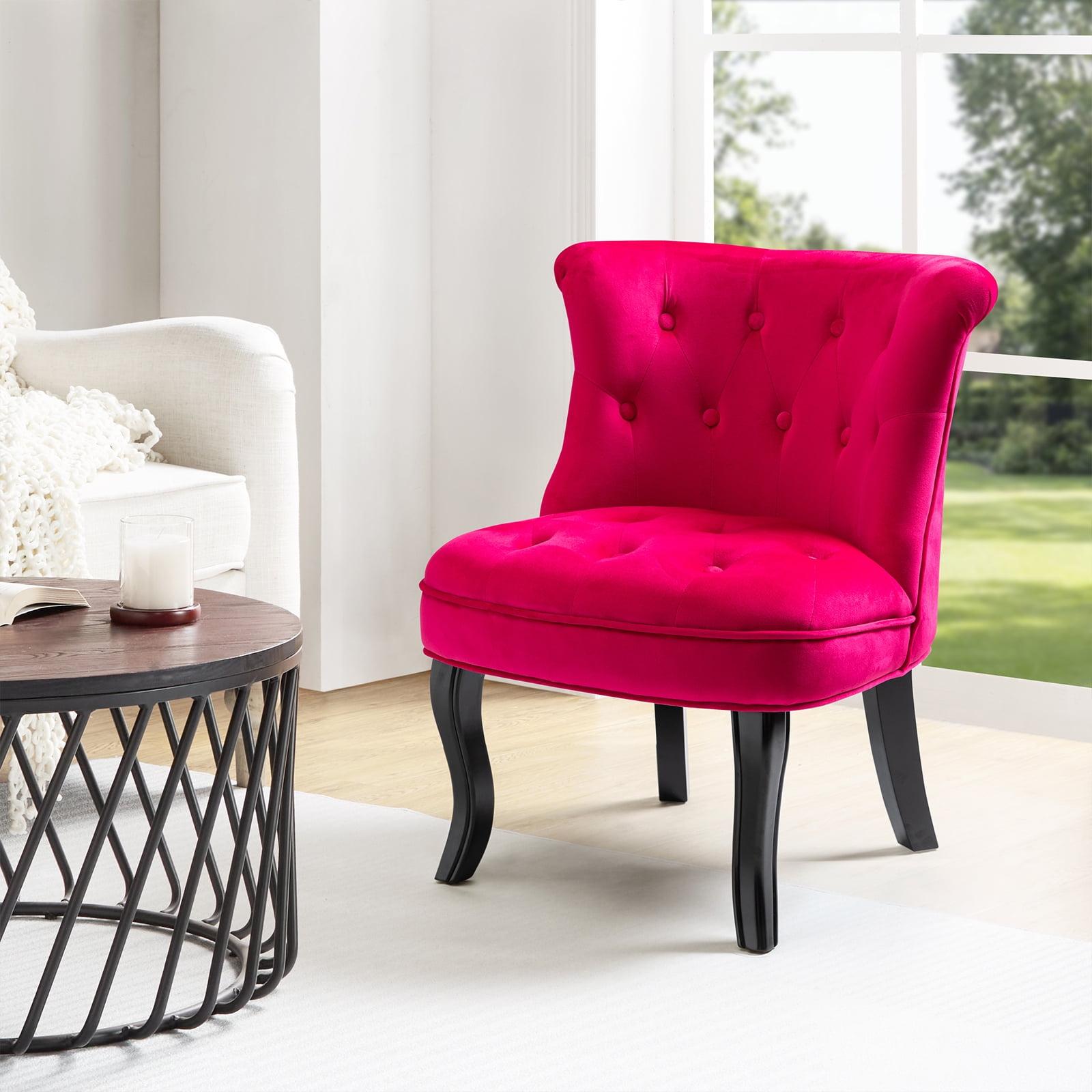 Fuchsia Velvet Slipper Chair with Manufactured Wood Frame