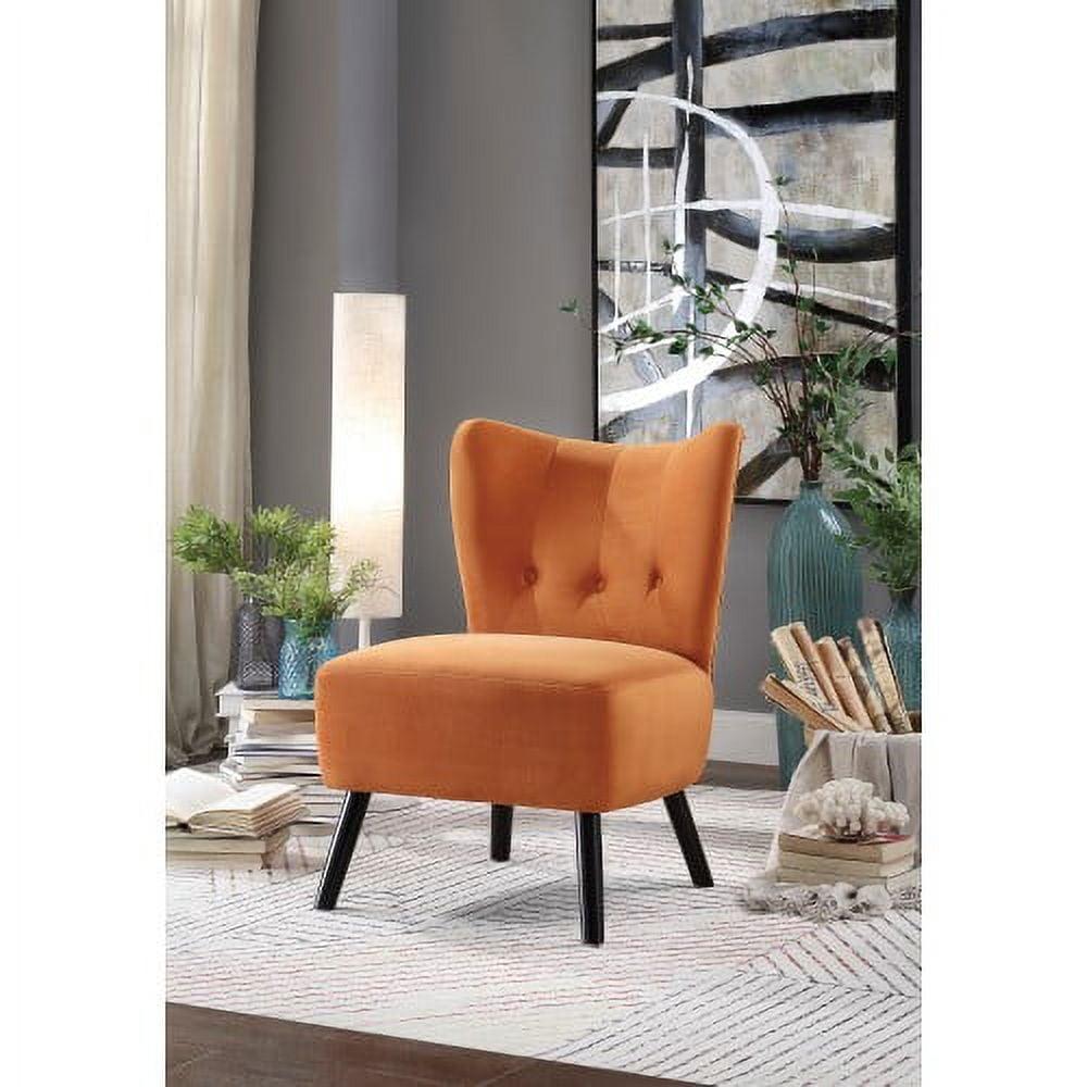 Wingback Accent Chair, Cute Velvet Living Room Chair, Button Tufted Leisure Reading Chair with Thick Cushion, Armless Club Chair for Bedroom and Dorm, Weight Capacity 300 LBS, Orange