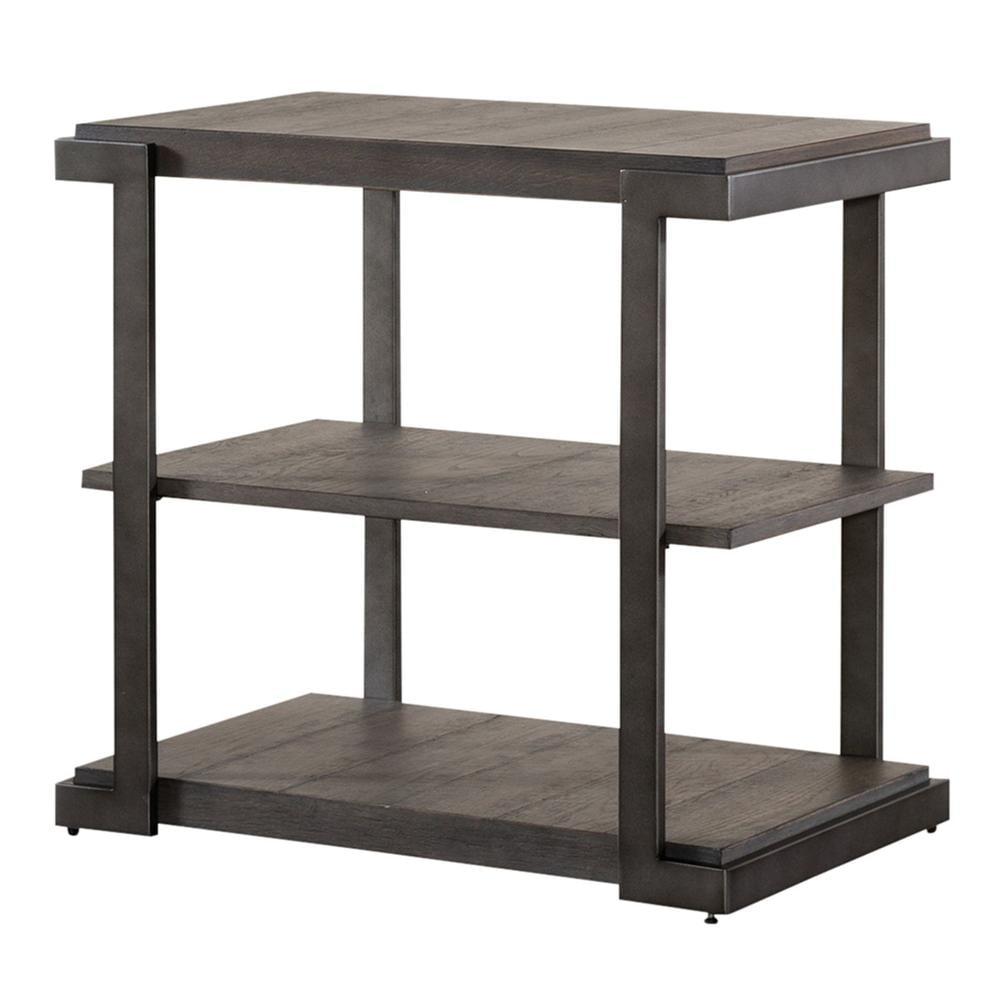 Gray Oak and Metal Tiered Rectangular End Table