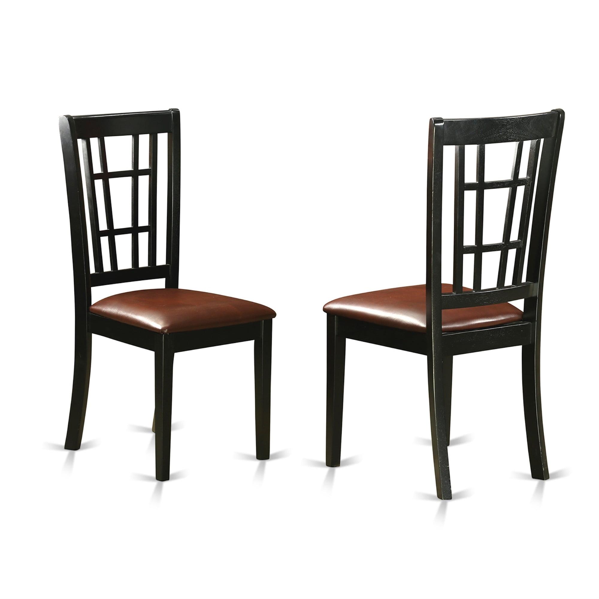 Nicoli Black Faux Leather Wood Dining Side Chairs, Set of 2