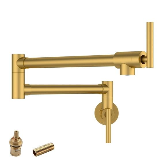 Modern Wall Mounted Pot Filler Faucet, Single Hole and Double Handle, Brushed Gold