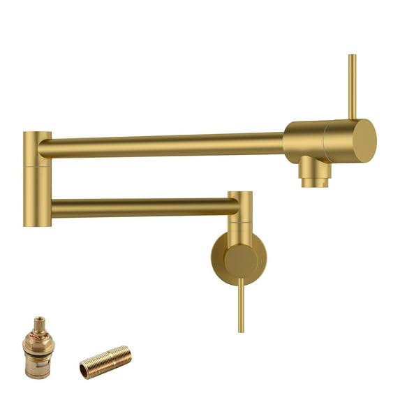 ARCORA ARCORA Single Hole Two Attachment Brass Wall Mounted Pot Filler Kitchen Faucet with Double-Handle AR7108800G