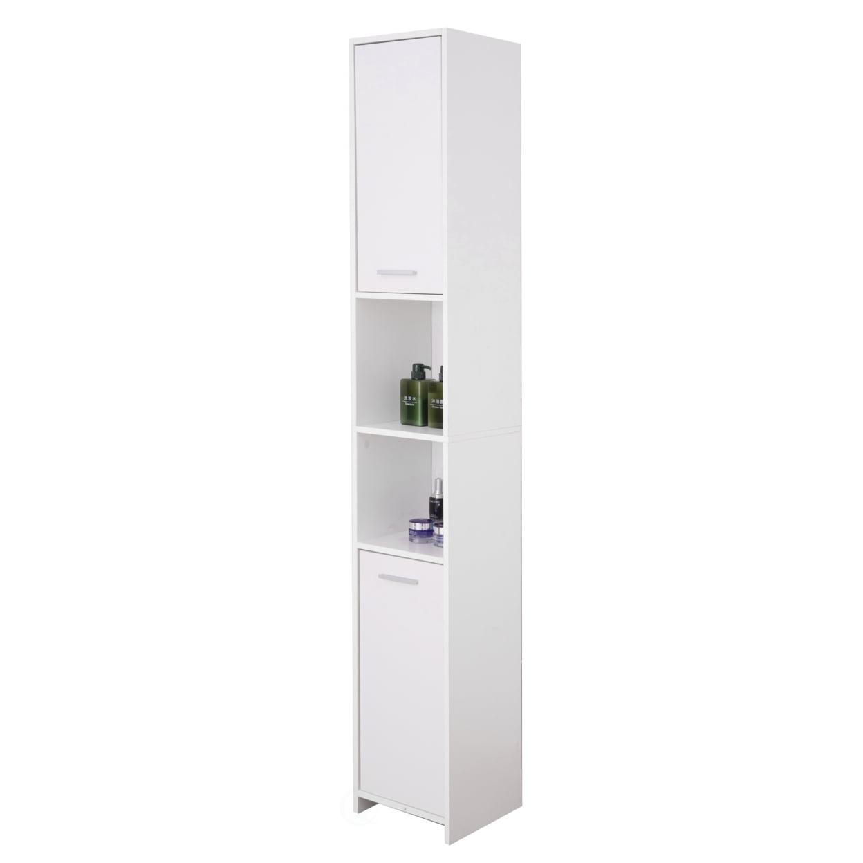 Contemporary White 40.8" Tall Bathroom Cabinet with Adjustable Shelving