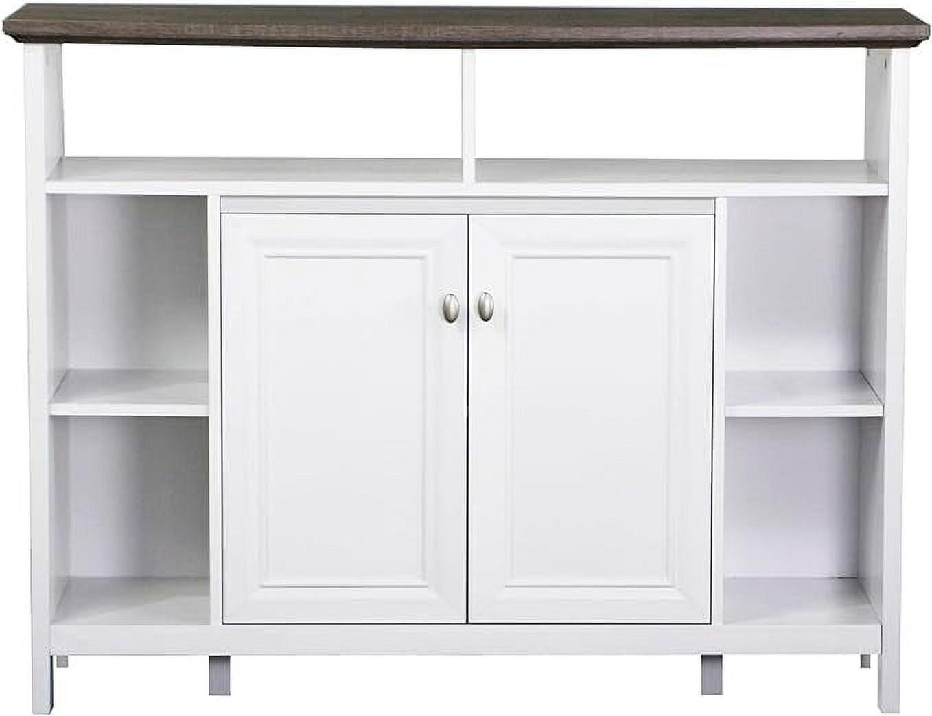 Saint Birch Olivia Console Table with Storage, Gray Oak/White