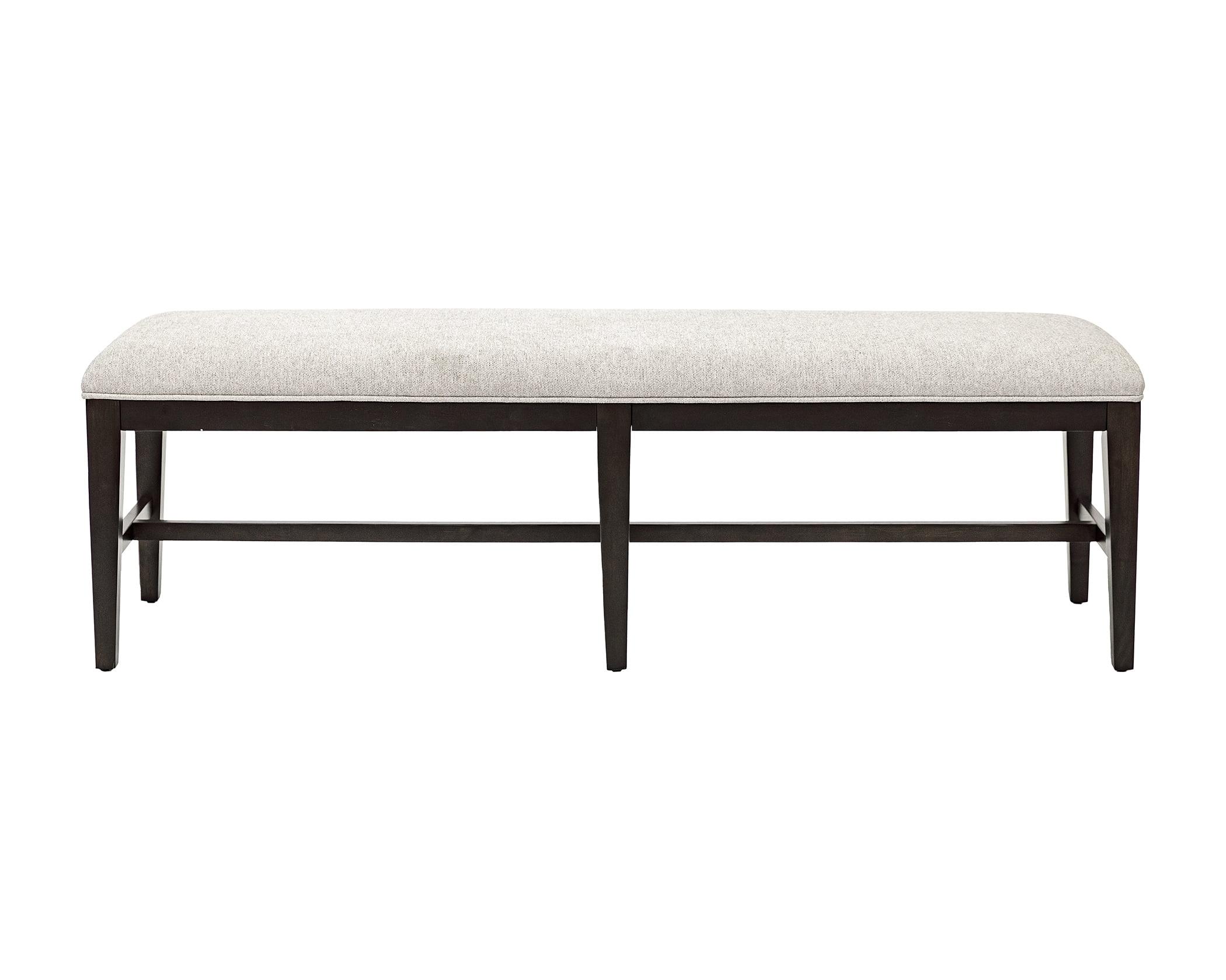 Beige Chenille Upholstered Wood Dining Bench, 60 Inch