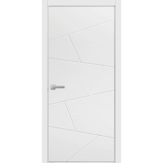 Modern Wood Interior Pre-Hung Door with Hardware | Planum 0990 White Silk | Single Panel Frame Trims | Bathroom Bedroom Sturdy Doors-42" x 80"