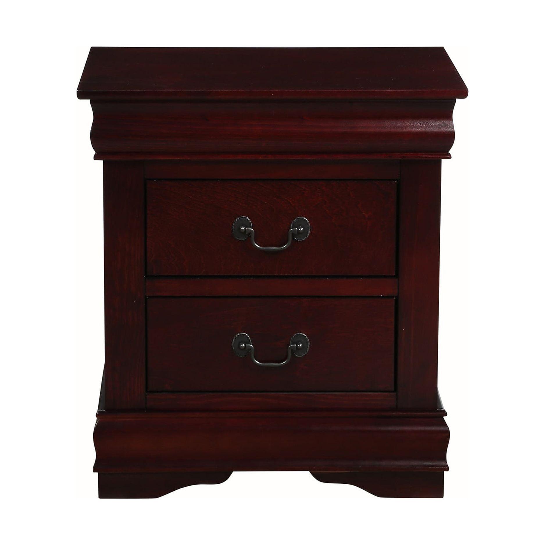 Elegant Cherry Wood Nightstand with Brush Nickel Accents