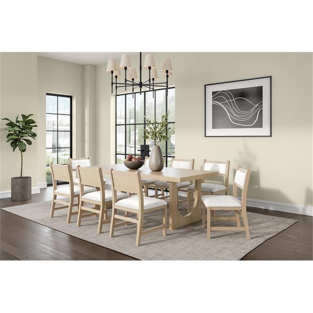 Modern Wood Rectangular Kitchen Table with Eight Chairs Light Brown