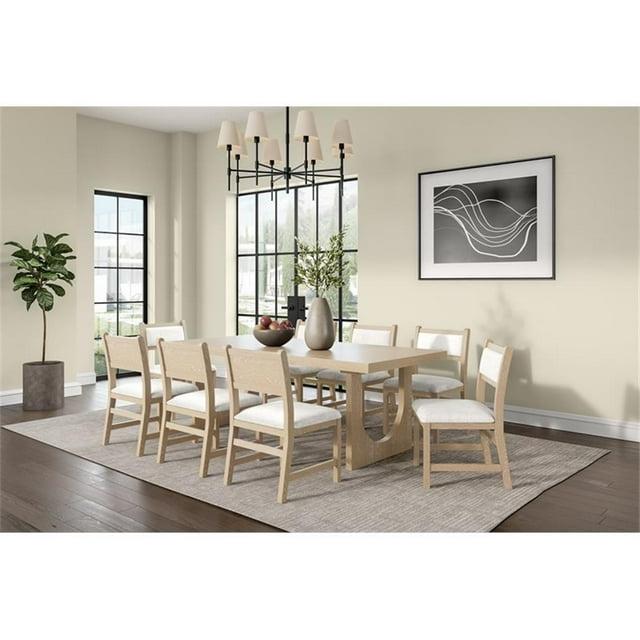 Modern Wood Rectangular Kitchen Table with Eight Chairs Light Brown