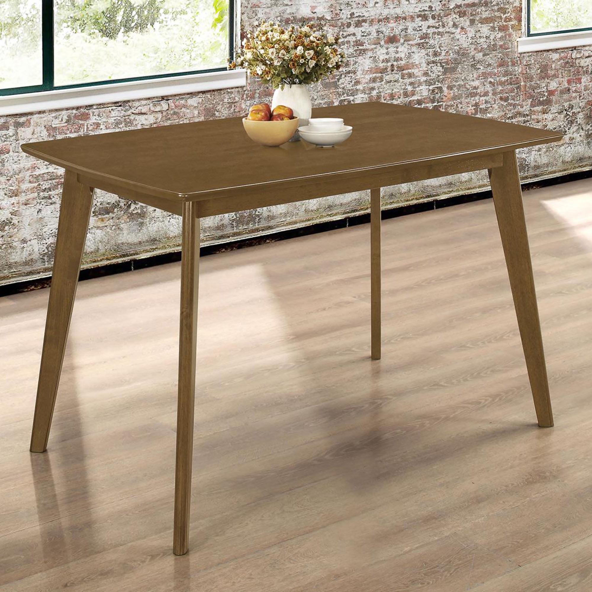 Retro Chestnut Solid Wood Dining Table with Angled Legs