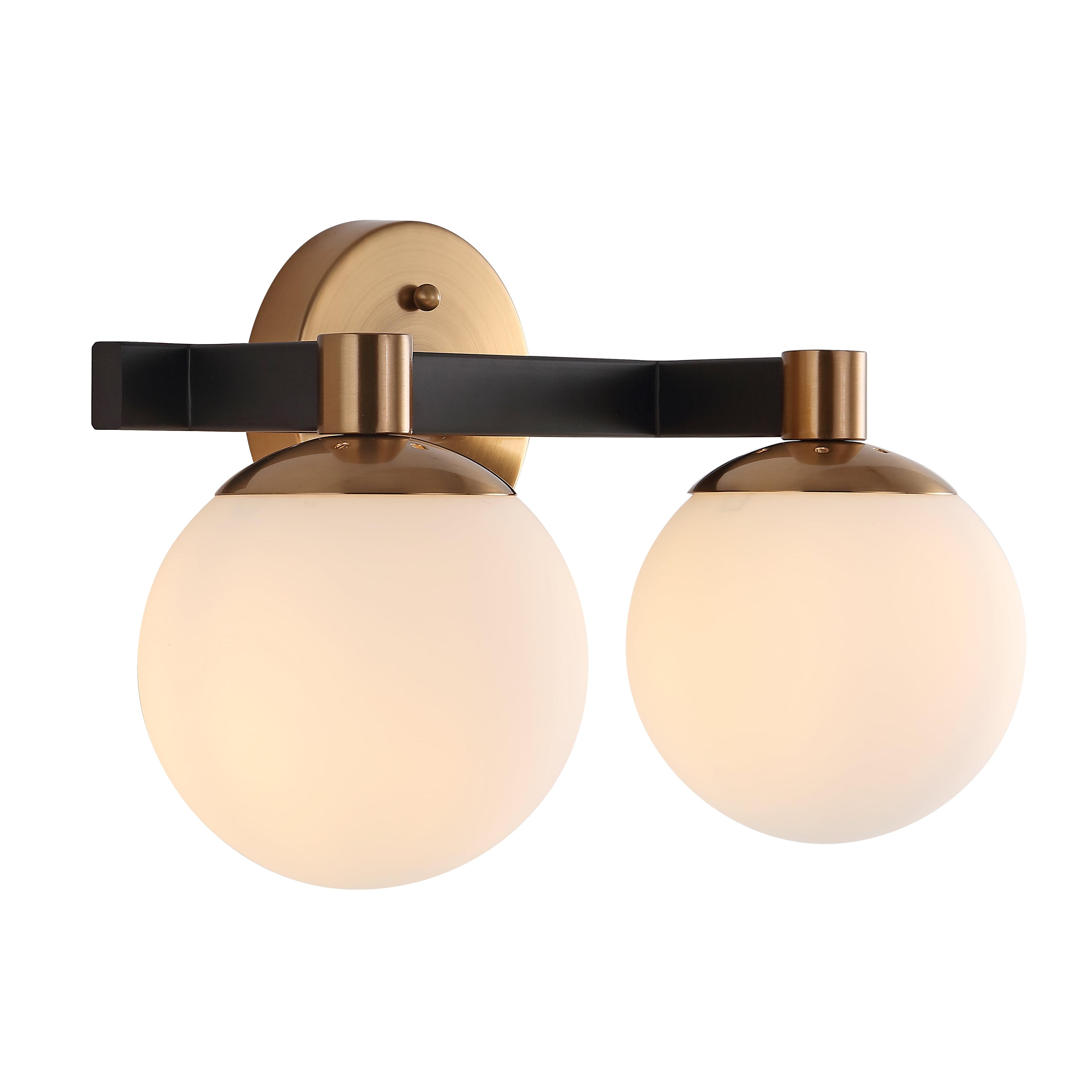 Modernist Globe 15.25" Brass Gold & Black 2-Light LED Vanity