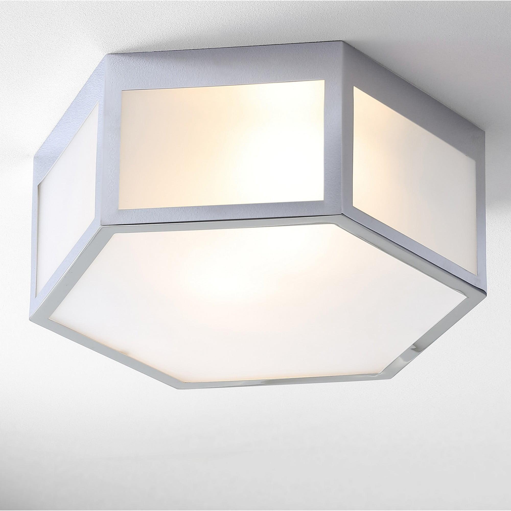 Moderno Classic 15.75" Chrome Hexagon LED Flush Mount