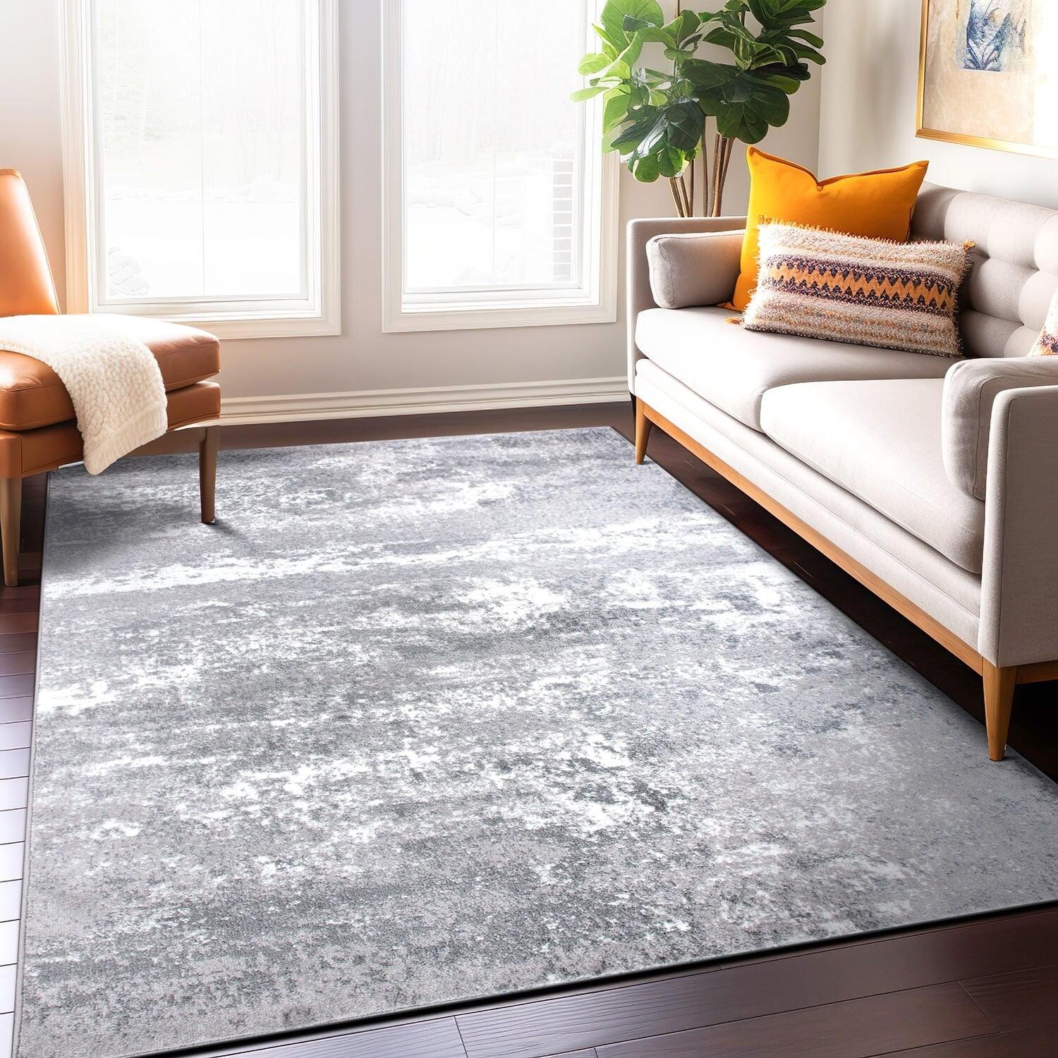 Modern Shades Abstract Gray Synthetic 5' x 7' Area Rug