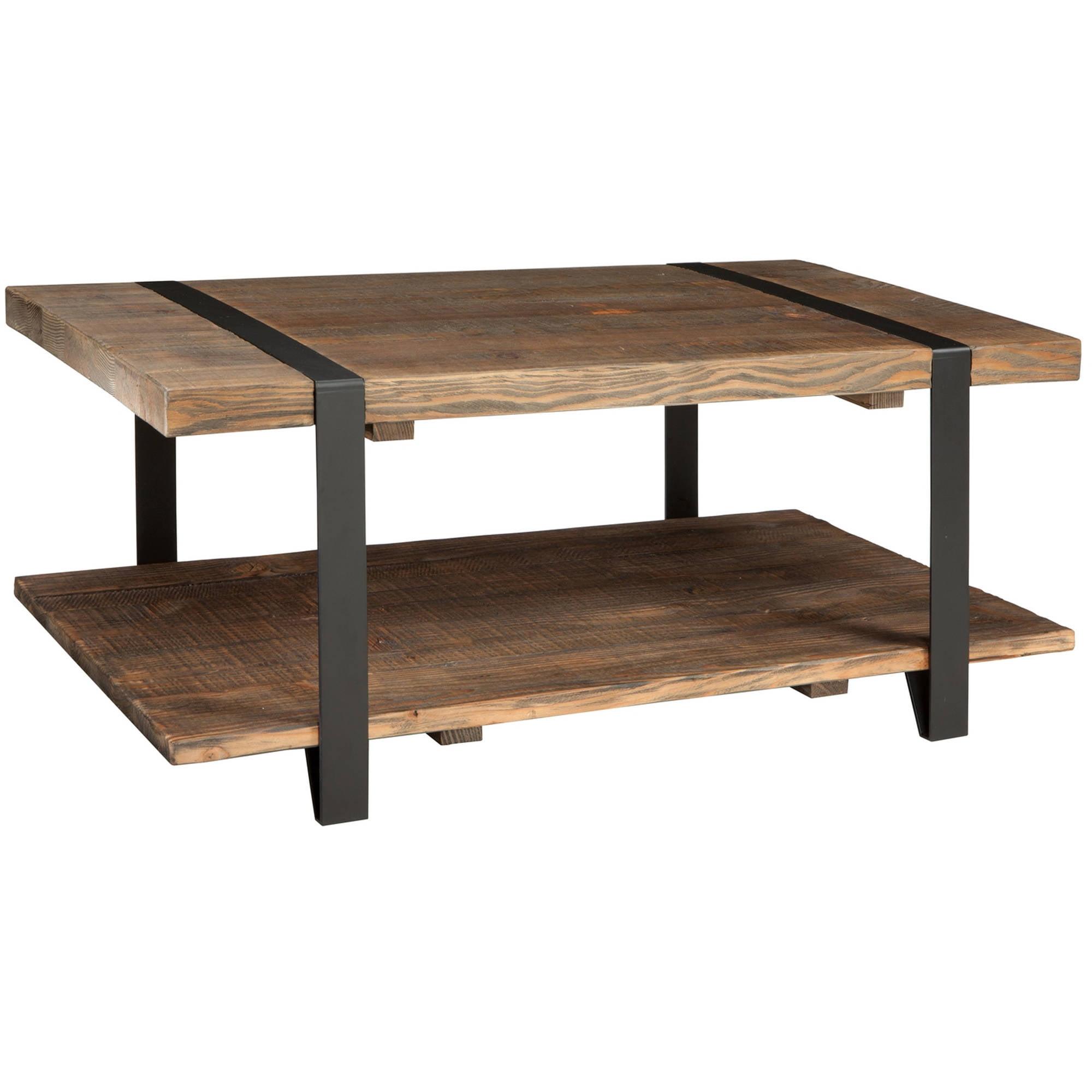 Modesto Reclaimed Wood and Metal Coffee Table with Storage