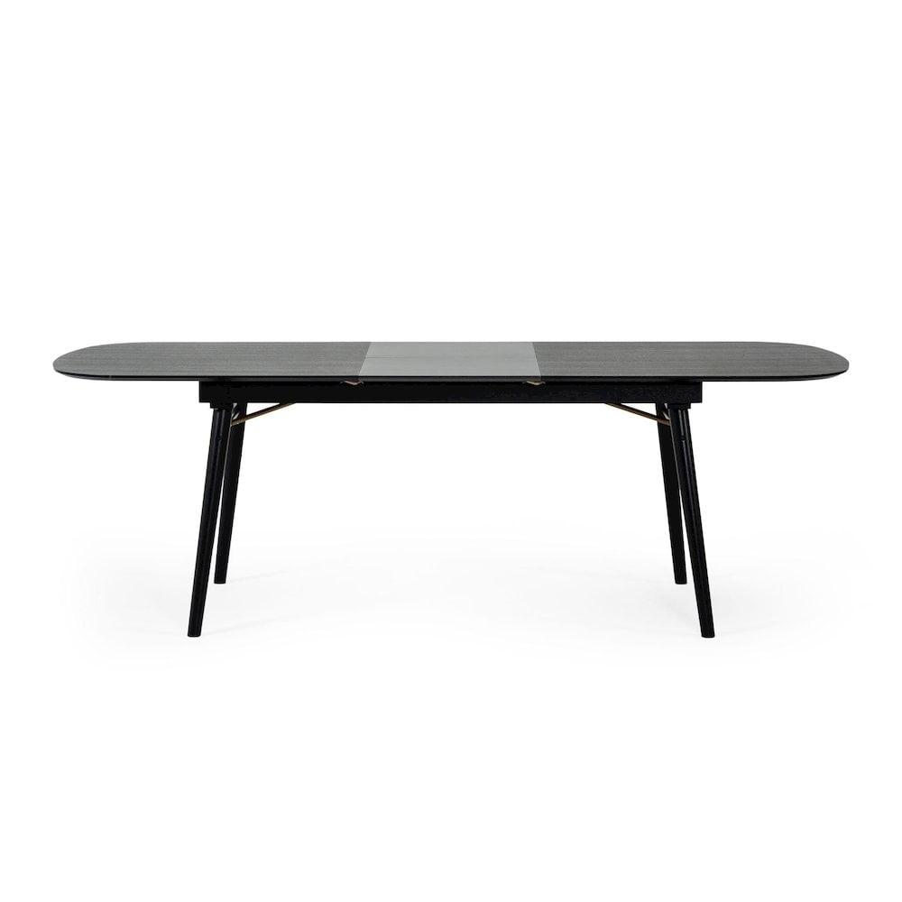 Modrest Addax 71" Modern Solid Wood Extendable Dining Table in Black