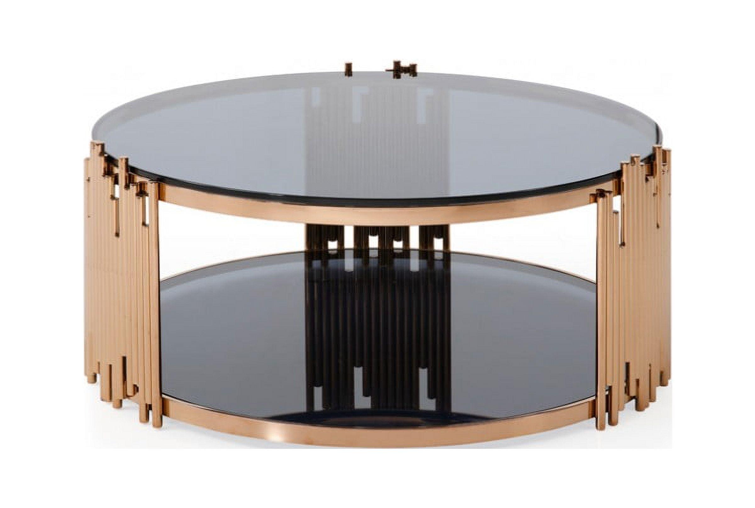 Elysian 39" Smoked Glass & Rosegold Round Coffee Table