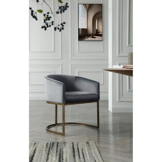 Modrest Elisa Modern Grey Velvet & Brass Dining Chair
