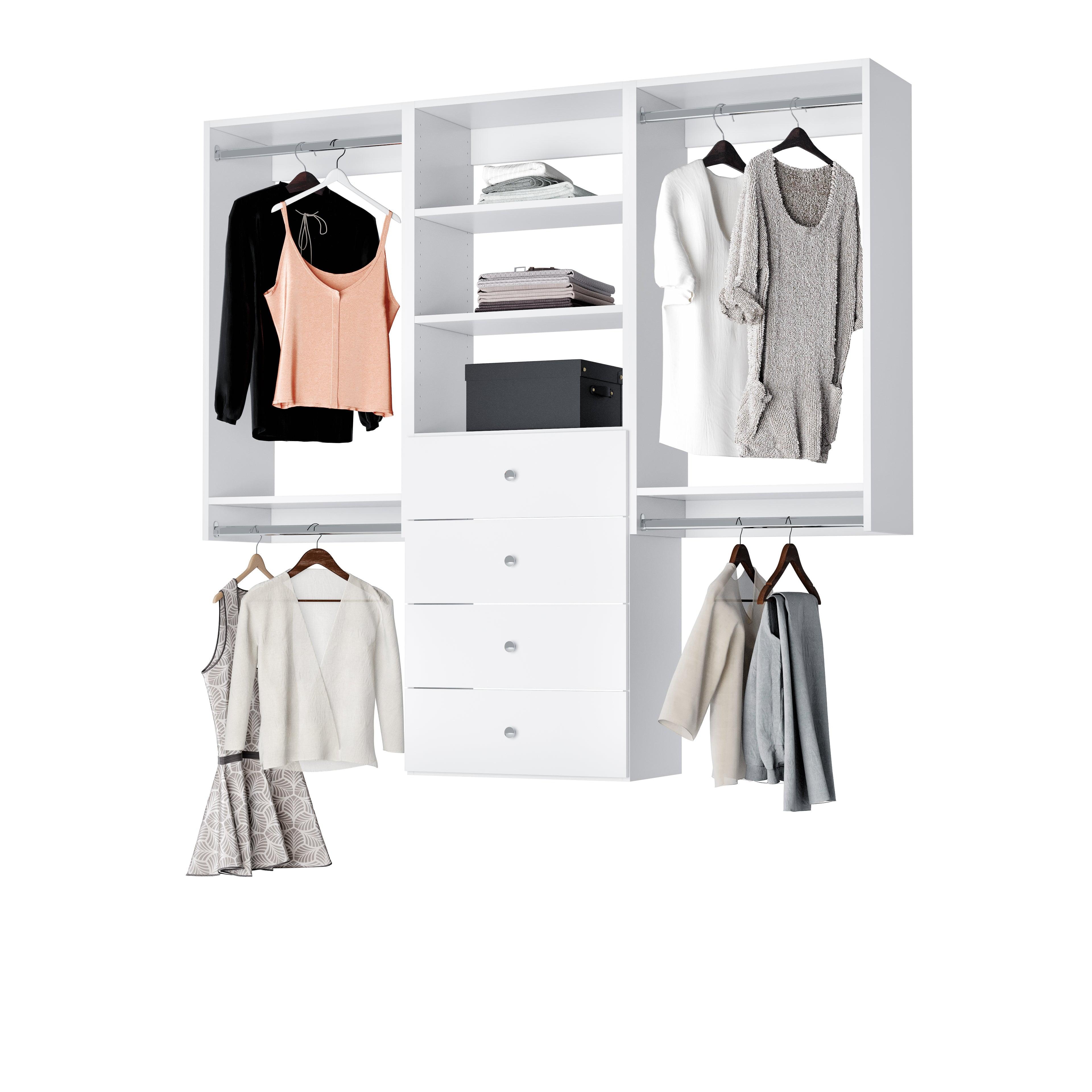 Modular Closets Modular Closets Closet System Walk-In Sets, 2 Double Hanging Unit with 4 Drawer Shelf Tower