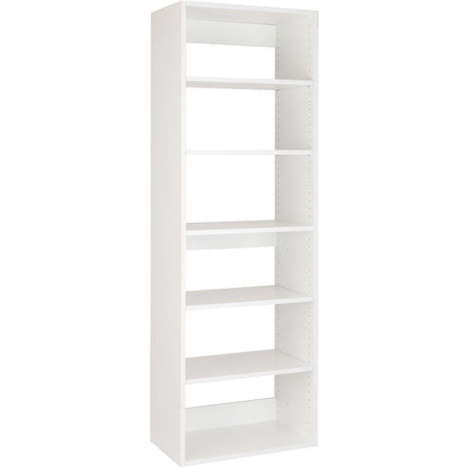 White Modular Closet Shelf Tower with Adjustable Shelves