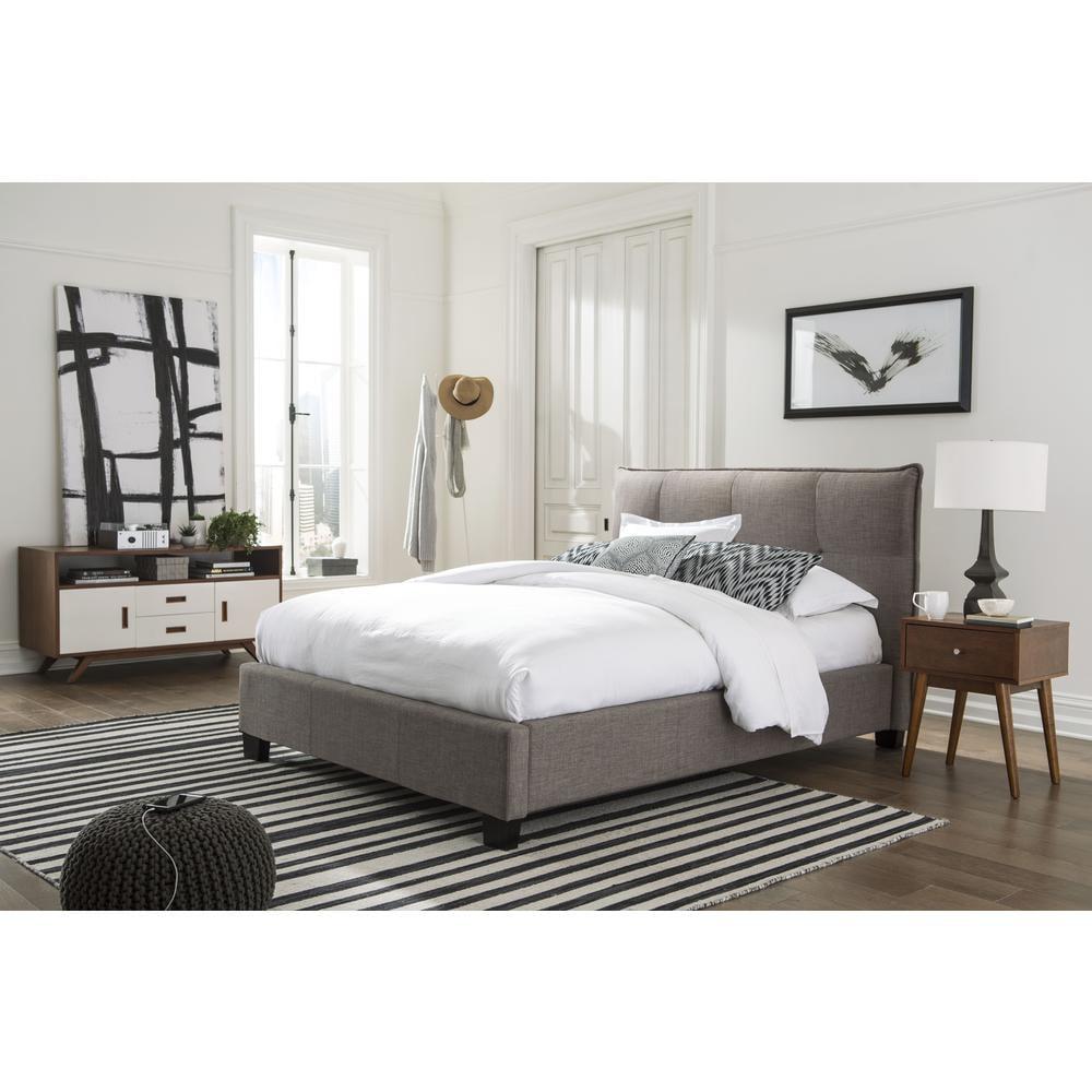 Dolphin Linen Upholstered Queen Platform Bed with Storage