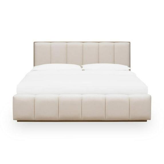 Modus Furniture Gardenia Wood Frame Upholstered Platform Bed in Cotton and Chai