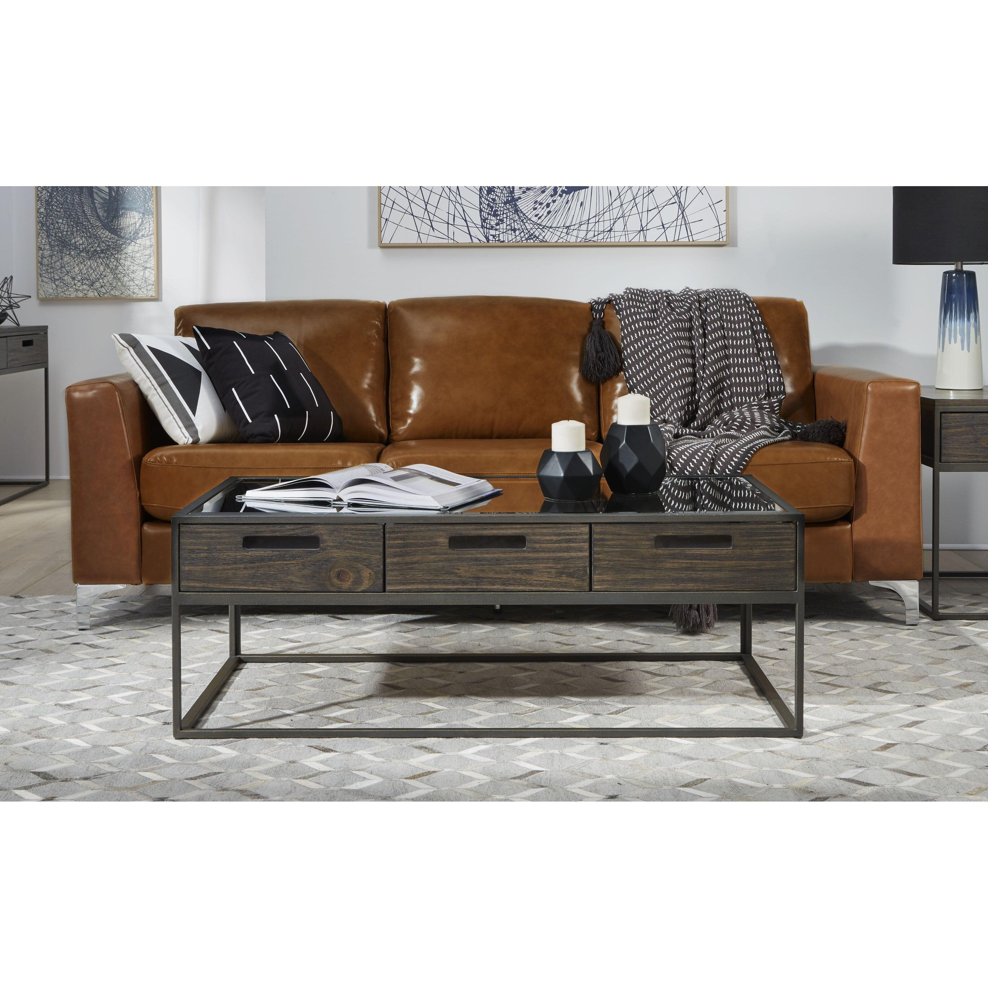 Bradley Rustic Modern Pine and Glass Coffee Table with Storage