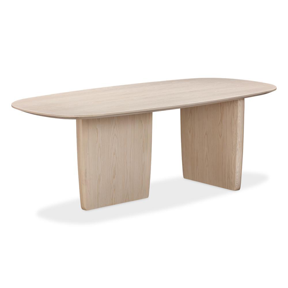 Liv 84'' White Sand Ash and Rubberwood Oval Dining Table