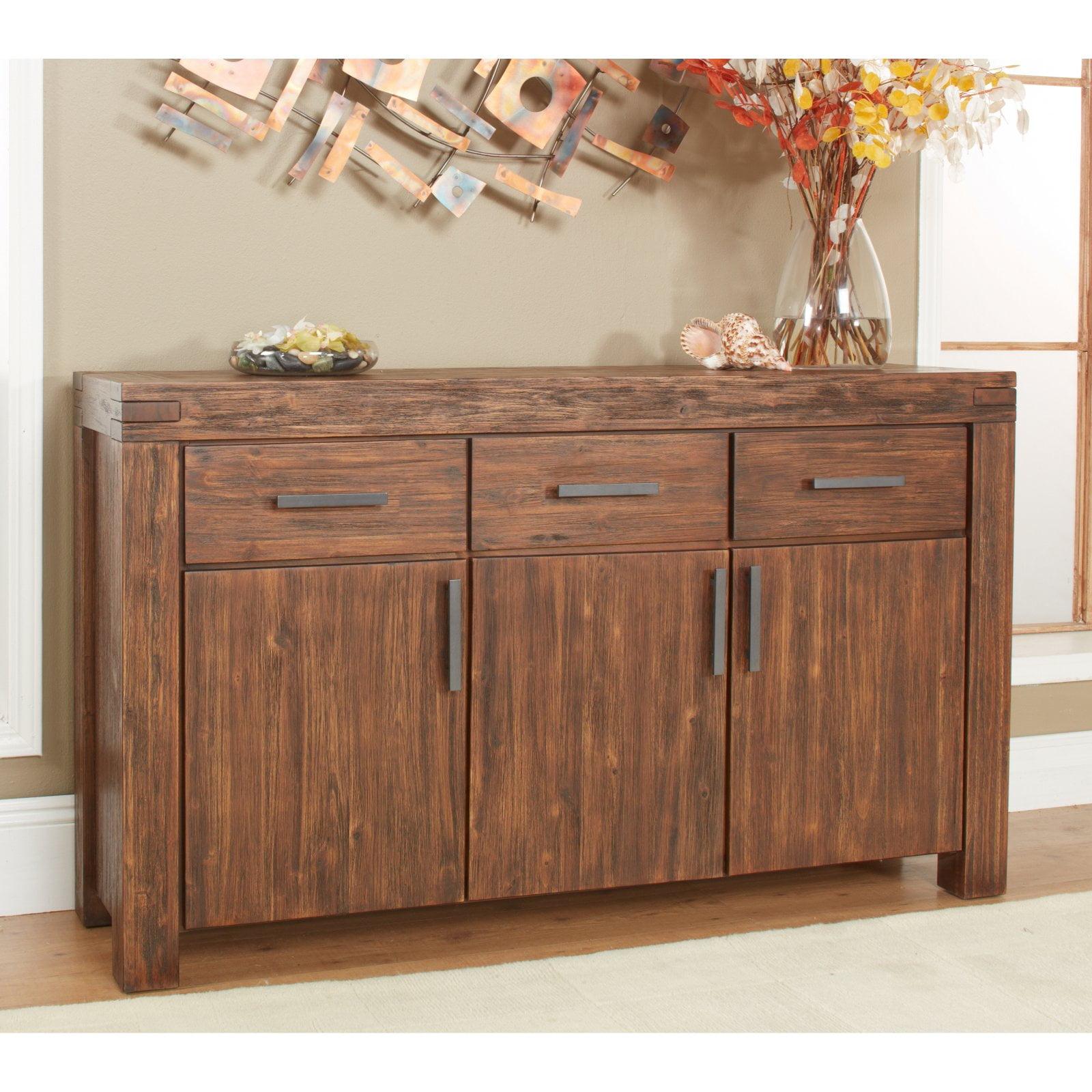 Modus Furniture Meadow Solid Wood Sideboard in Brick Brown