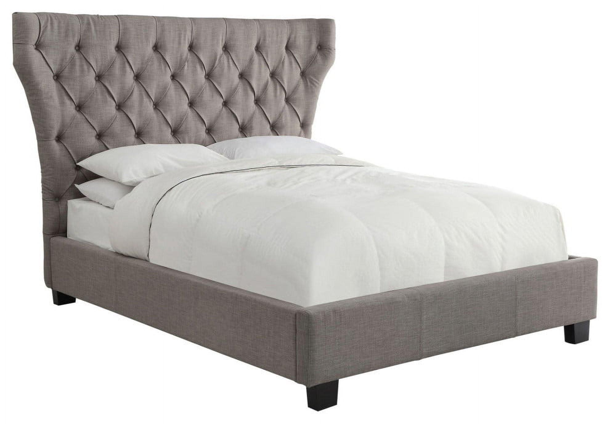 King Gray Linen Upholstered Platform Bed with Storage