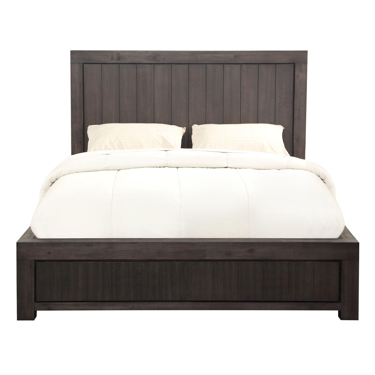 Basalt Gray Full Wood Platform Bed with Headboard