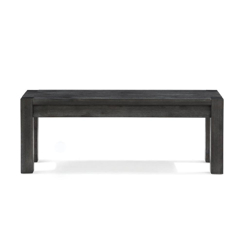 Graphite Solid Wood Bench with Wire Brushed Finish