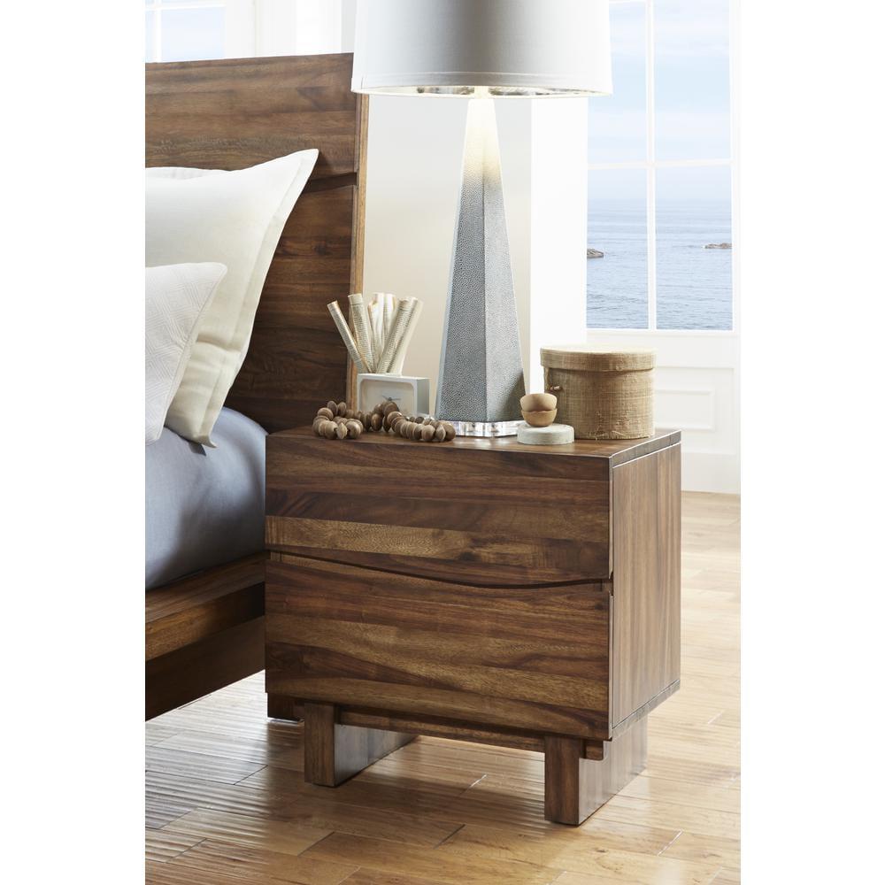 Modus Ocean 2 Drawer Solid Wood Nightstand in Natural Sengon