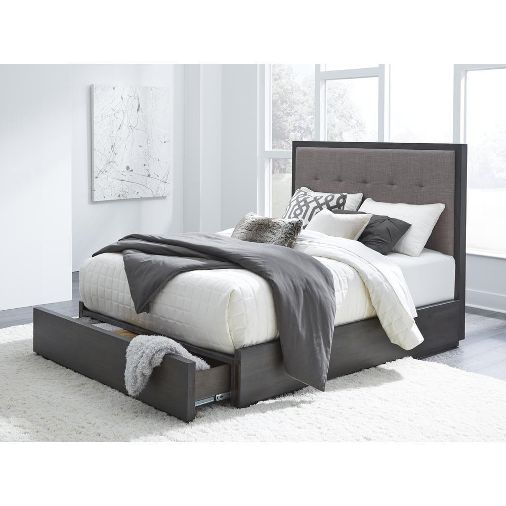 Modus Oxford Tufted King Storage Panel Bed in Dolphin